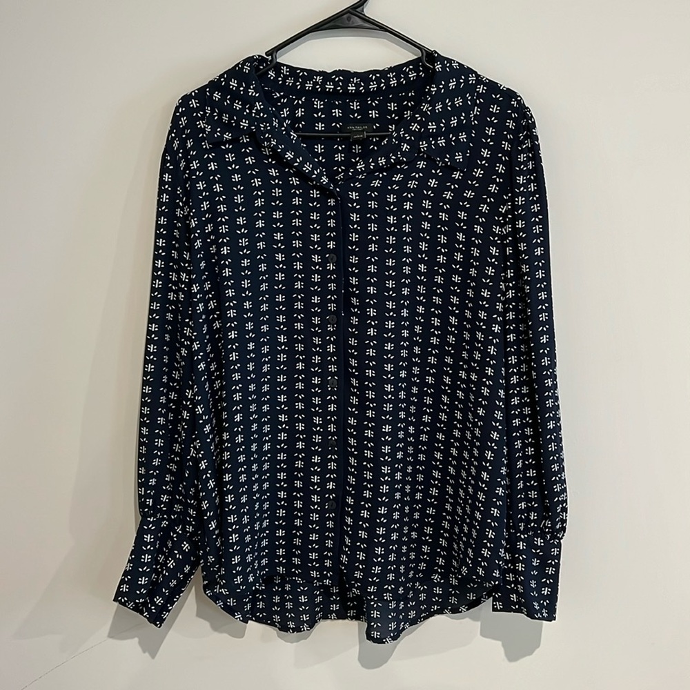 Navy Button Down Blouse